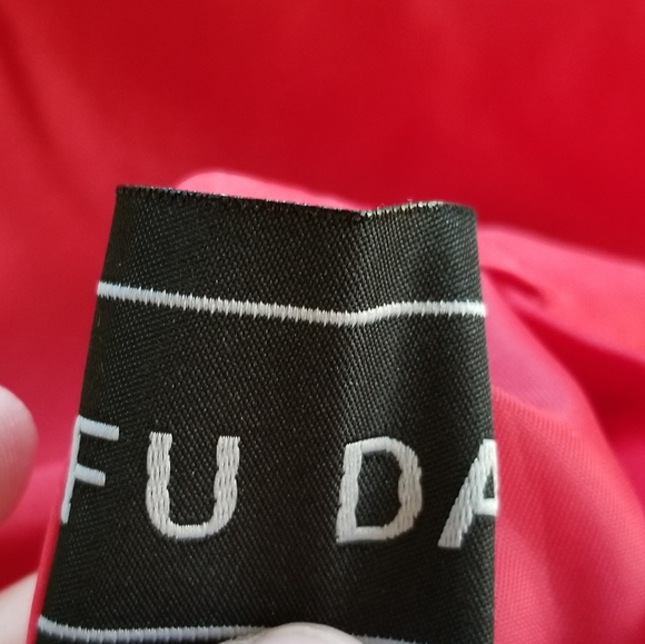 FUDA Vintage Reversable Silk Zip Up Hooded Red Jacket Sz M - Picture 11 of 13